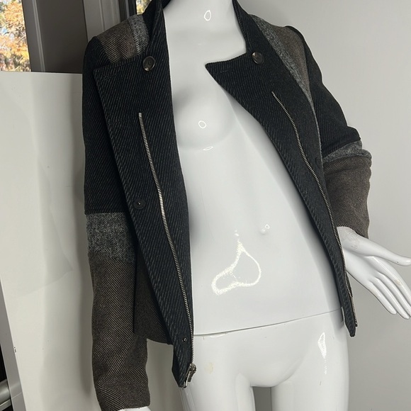 April May Sz S Gray Brown Wool Zip Button Jacket - Picture 5 of 8